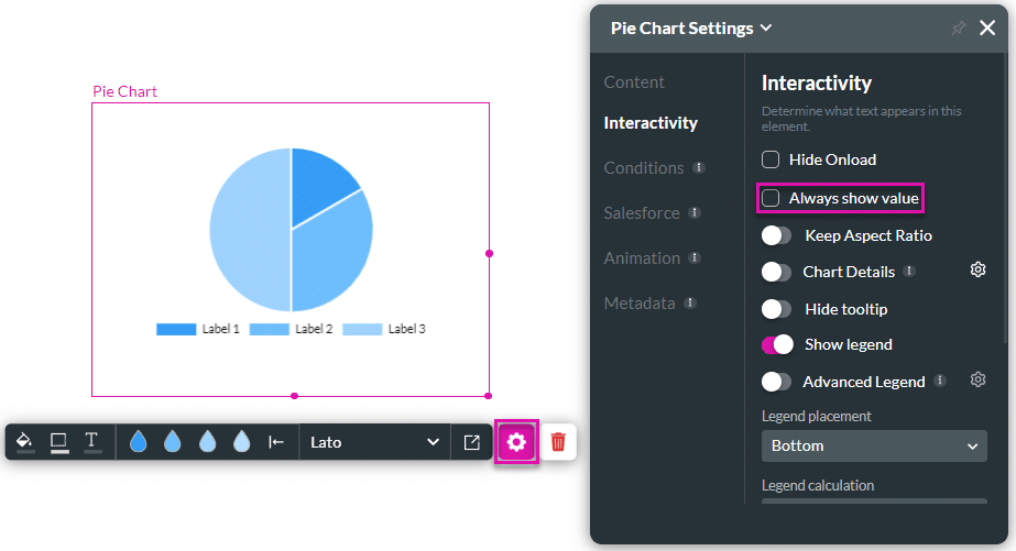 Always show value option unchecked