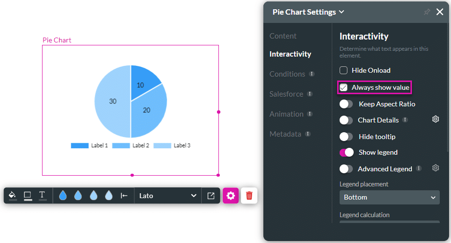 Always show value option checked