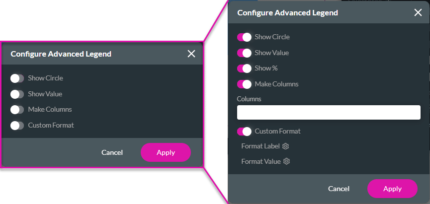 Configure Advanced Legend screen