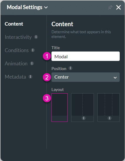 Content settings screen