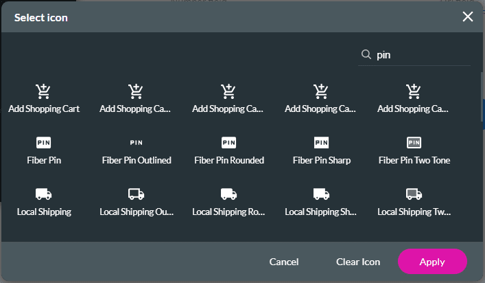 Select icon screen
