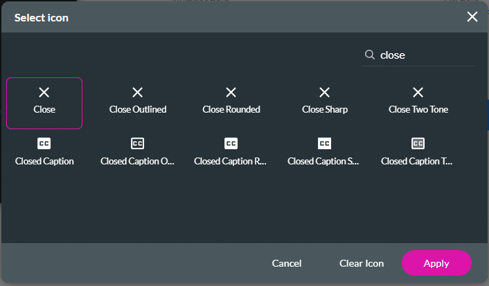Select icon screen