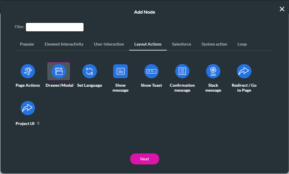 Add Node screen