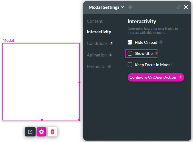 Show title checkbox disabled