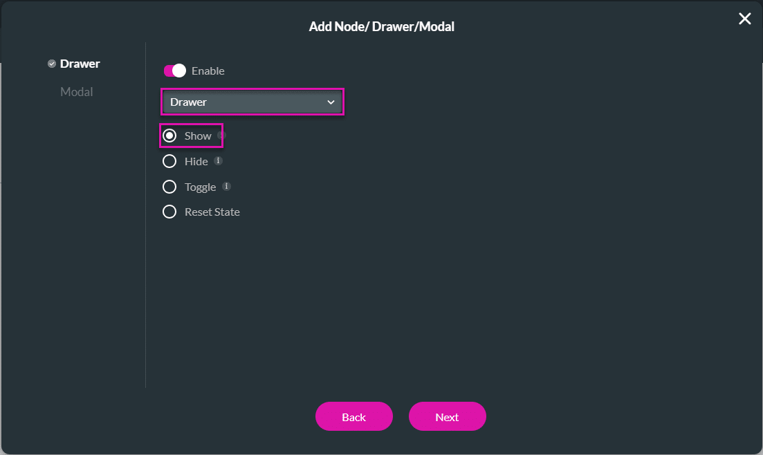 Enable drawer interactivity