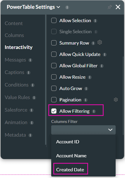 Allow Filtering