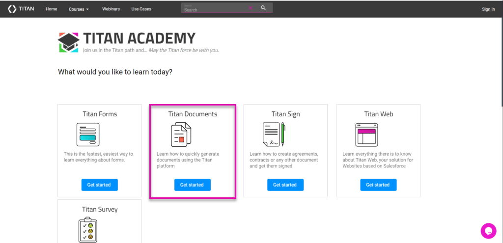 Titan Academy screen