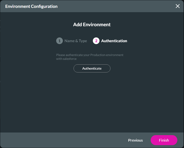 Authenticate option screen