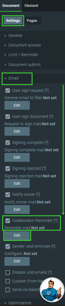 Expanded Email tab