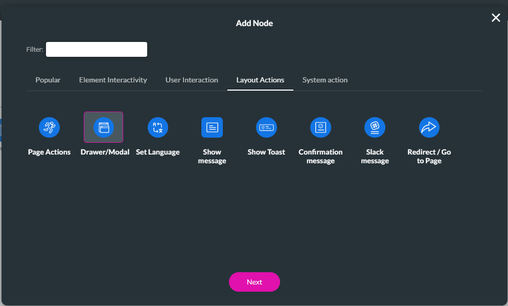 Drawer/Modal option