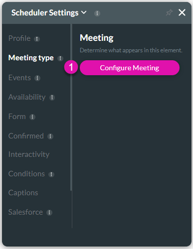 Meeting type settings screen