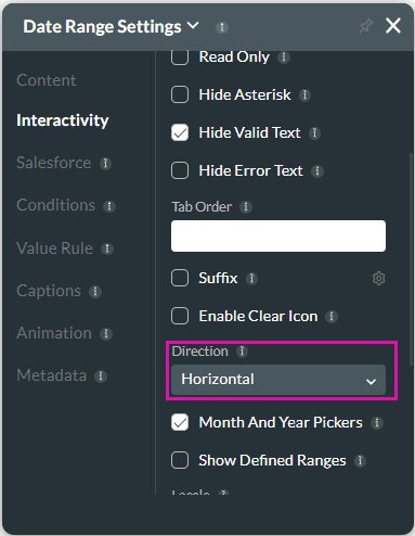 Direction option screen
