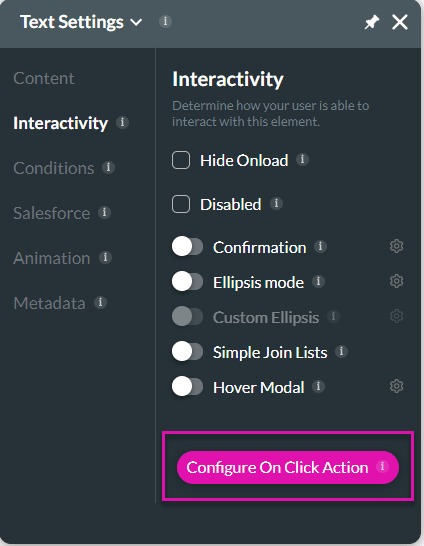 Configure On Click Action button