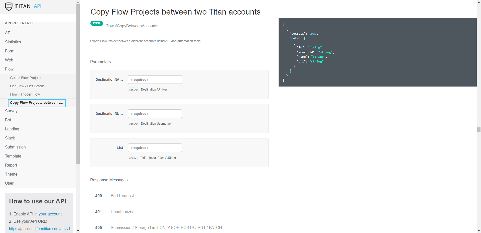 Copy Flow Projects between two Titan accounts