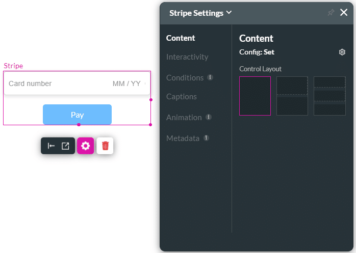 Stripe widget