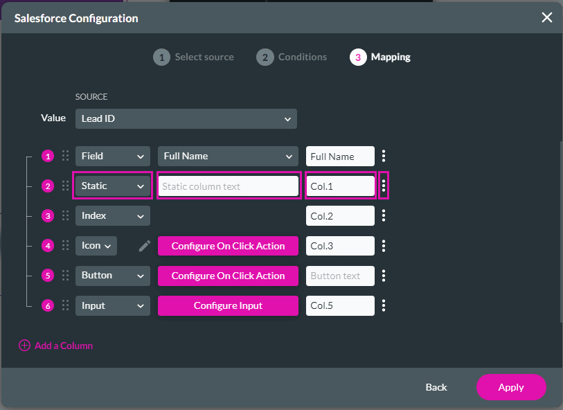 Mapping screen