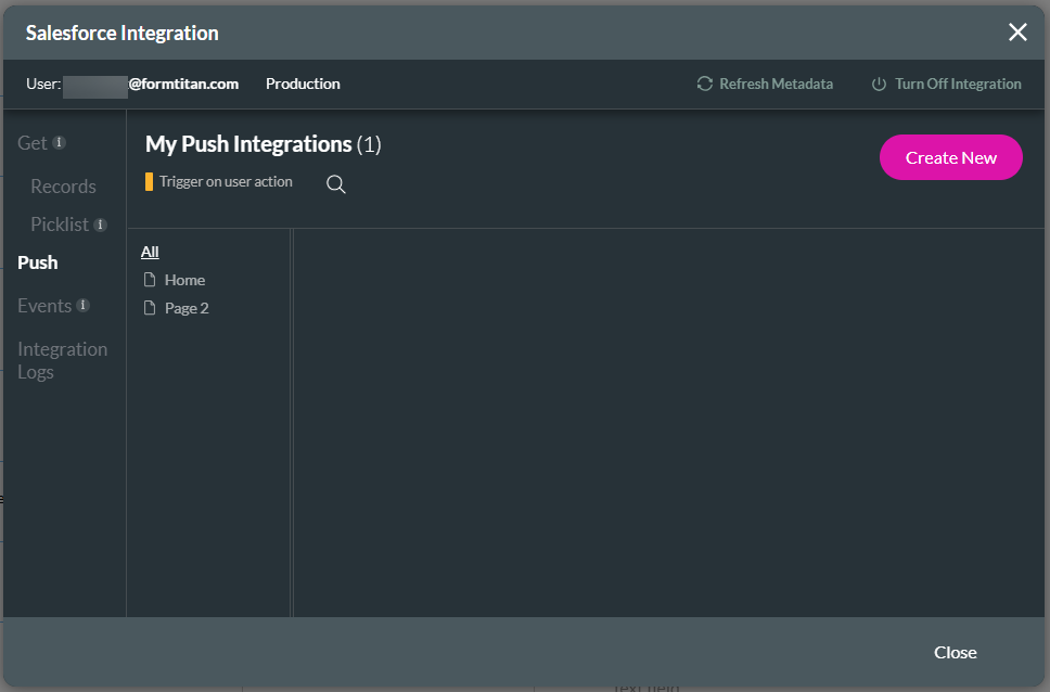 Create New button