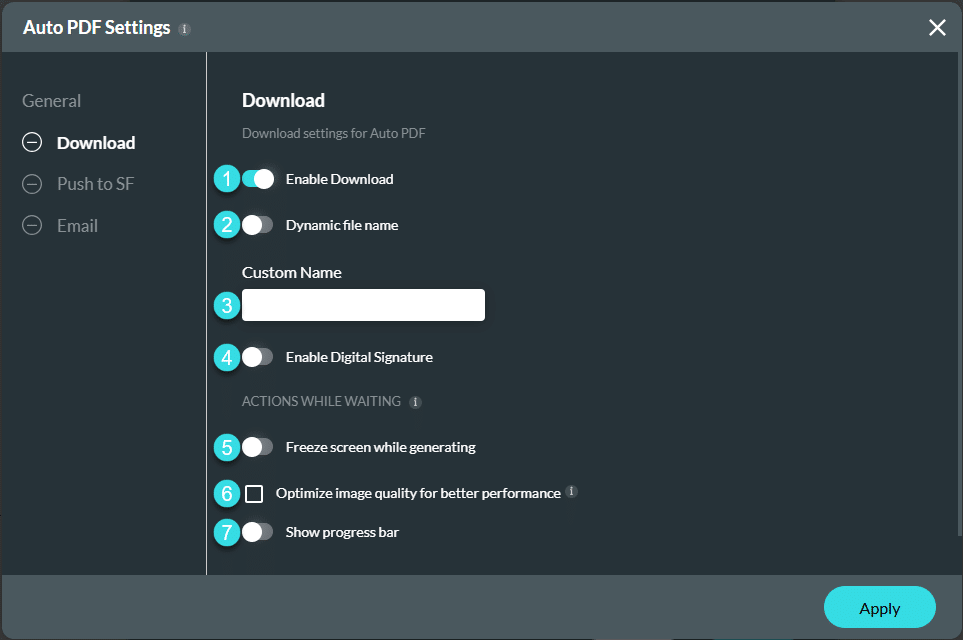 Document Generation screen - Download