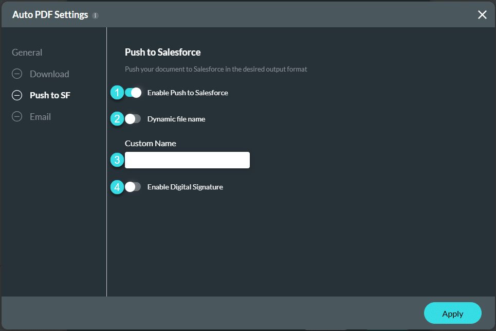 Document Generation screen - Push to Salesforce