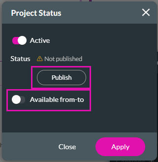 Project Status screen