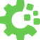 green cog slowly disintegrating icon
