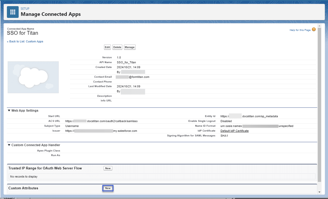 Manage Connected App