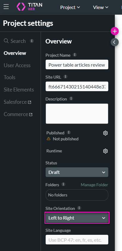Site orientation option