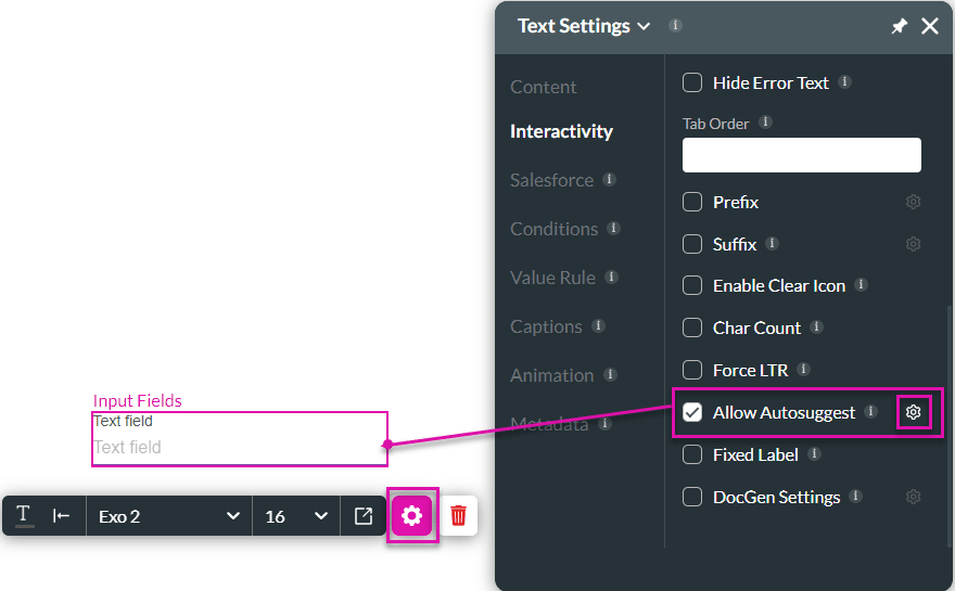 Allow Autosuggest option screen