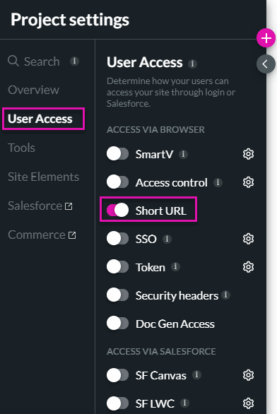 Short URL toggle switch