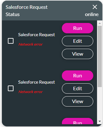 Salesforce Request Status screen