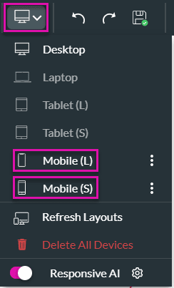 Mobile device layout options