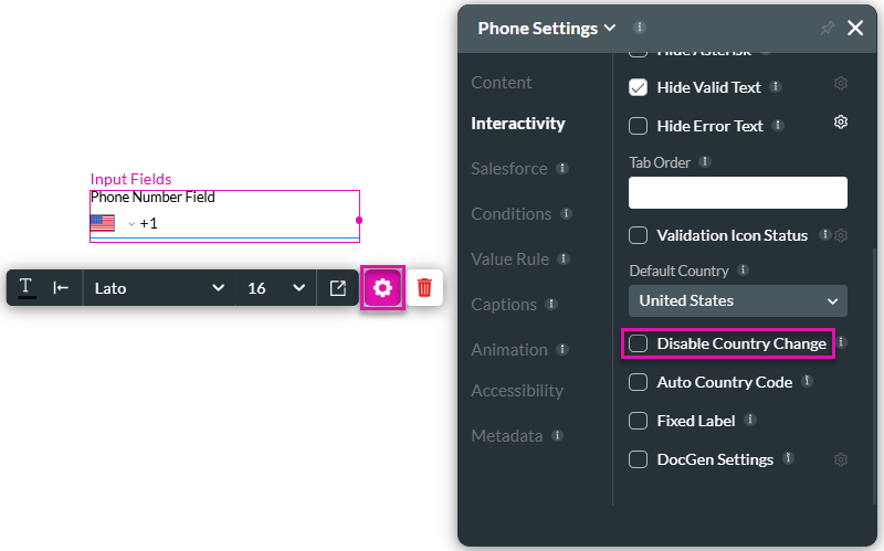 Disable Country Change checkbox disabled