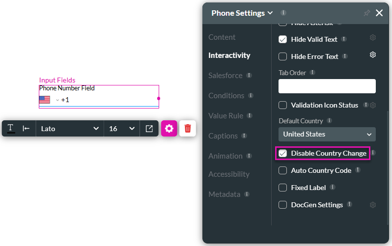 Disable Country Change checkbox enabled