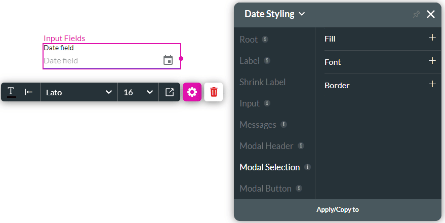 Style the Modal Selection screen