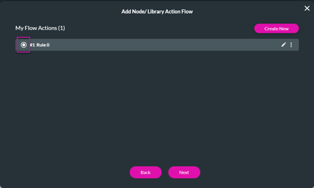 Add Node/Library Action Flow