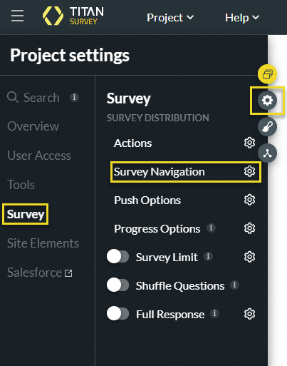 Navigation buttons in surveys