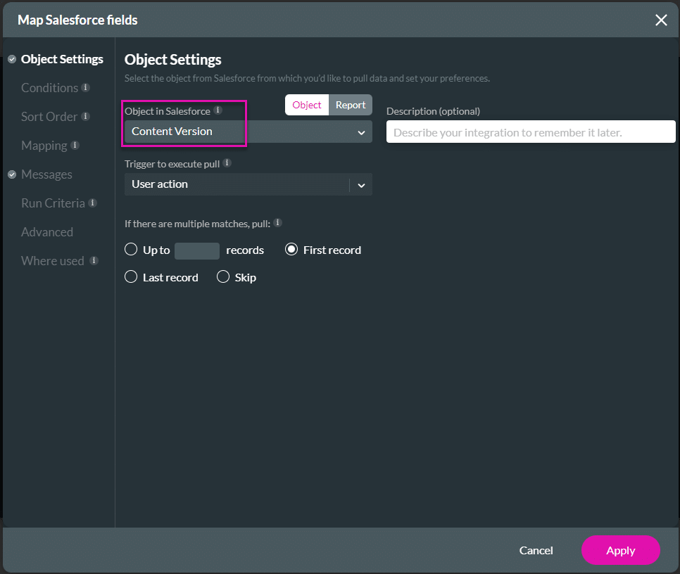 Object Settings Salesforce Action