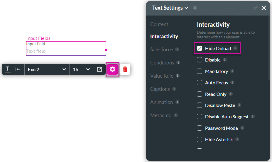 Hide Onload option