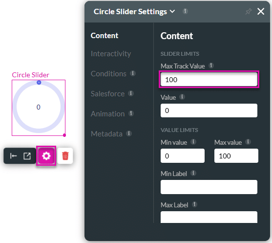 Max Track Value field