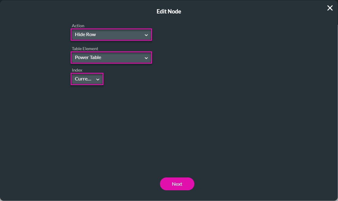 Add Node/Table Interactivity