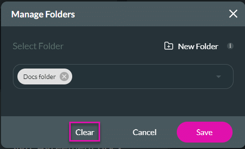 Clear option for removing folders.