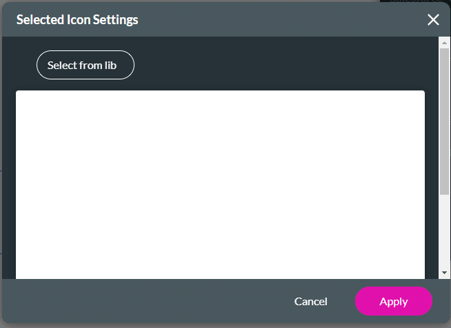 Selected Icon Settings screen
