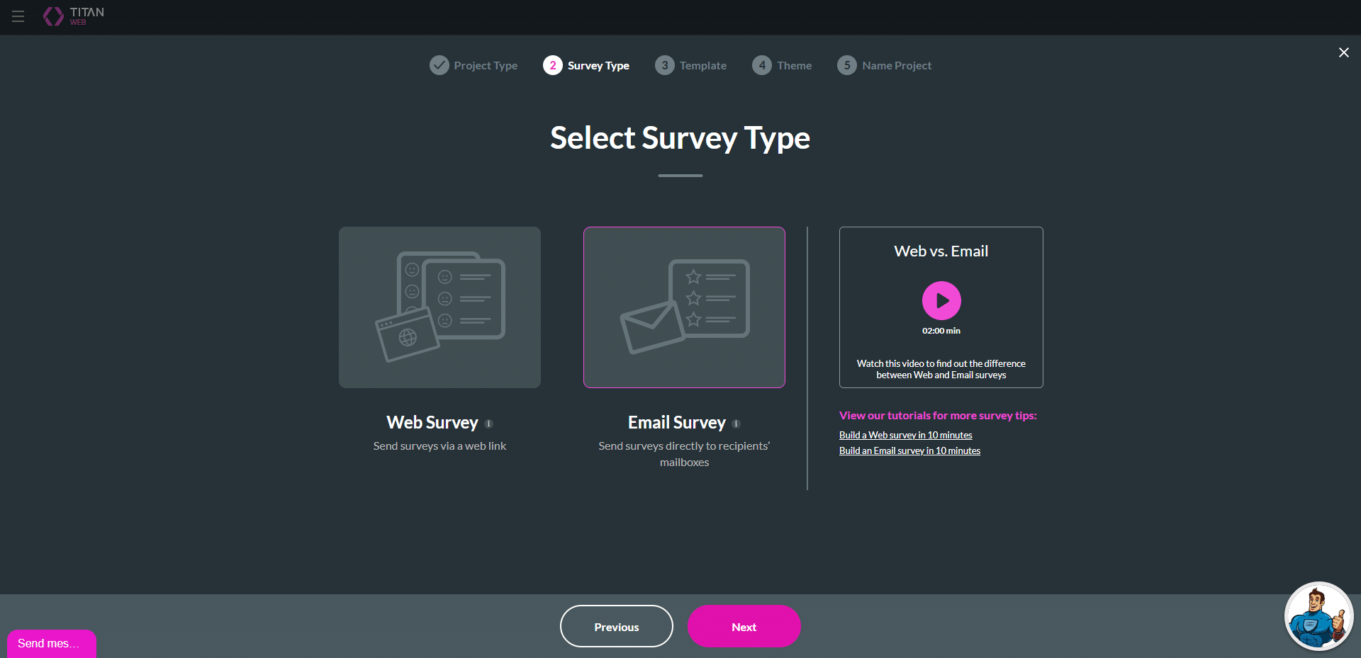 Email Survey option
