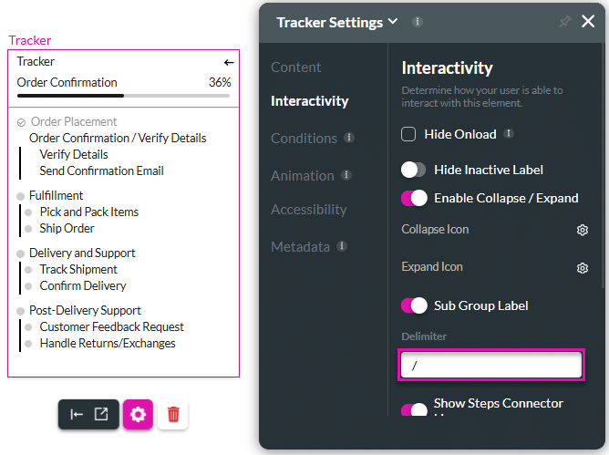 Sub Group Label toggle switch enabled