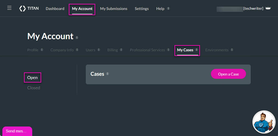 My Account option screen