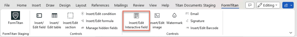 Insert/Edit Interactive field option