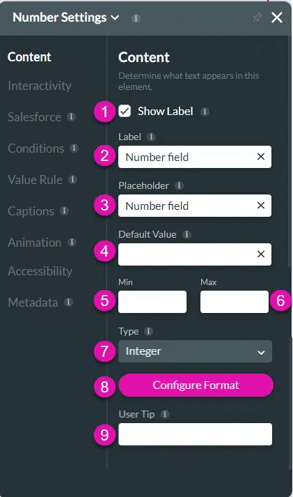 Content settings screen