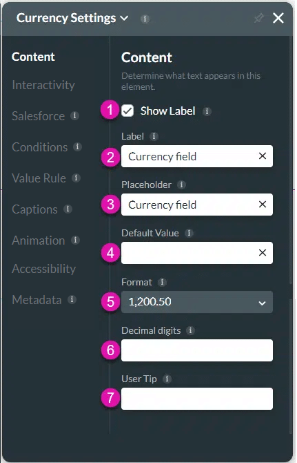 Content settings screen