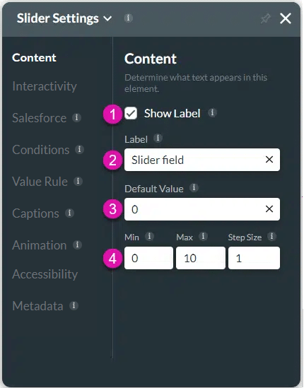 Content settings screen