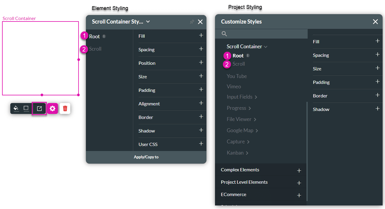 Scroll Container styling options